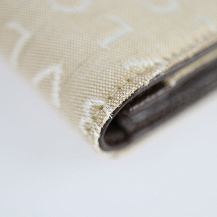 Very good condition BVLGARI business card holder, card case 26549, canvas, pigskin, beige, chocolate, logomania, bi-fold