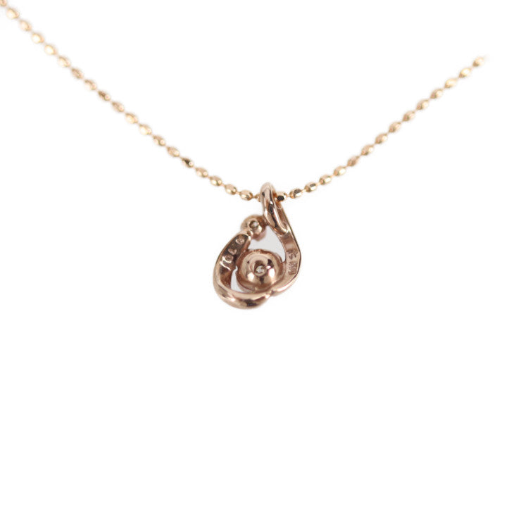 Beautiful KUMIKYOKU design necklace - K10 pink gold diamond 0.1ct PG pendant 1.5g