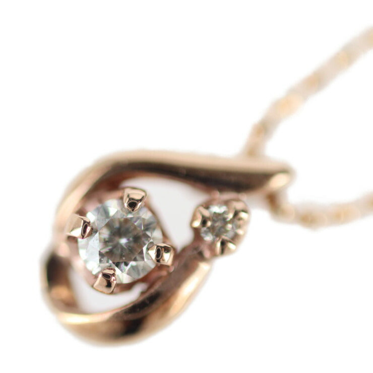 Beautiful KUMIKYOKU design necklace - K10 pink gold diamond 0.1ct PG pendant 1.5g
