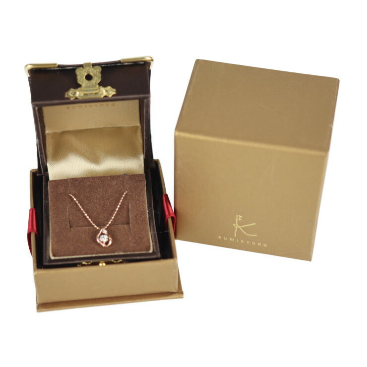 Beautiful KUMIKYOKU design necklace - K10 pink gold diamond 0.1ct PG pendant 1.5g