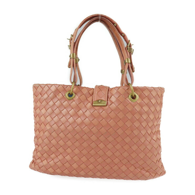 BOTTEGAVENETA ボッテガヴェネタ イントレチャート ハンドバッグ 162112 レザー サーモンピンク系 ゴールド金具 トートバッグ ミニバッグ