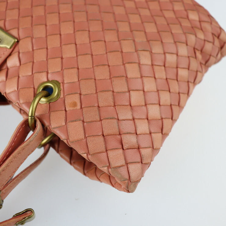 BOTTEGAVENETA ボッテガヴェネタ イントレチャート ハンドバッグ 162112 レザー サーモンピンク系 ゴールド金具 トートバッグ ミニバッグ