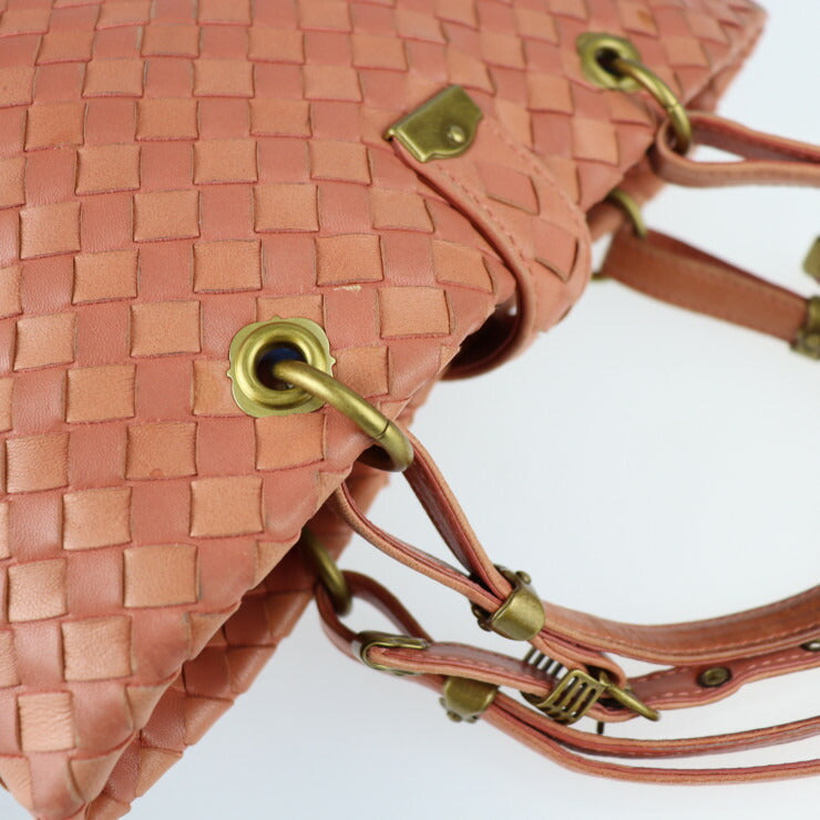 BOTTEGAVENETA ボッテガヴェネタ イントレチャート ハンドバッグ 162112 レザー サーモンピンク系 ゴールド金具 トートバッグ ミニバッグ