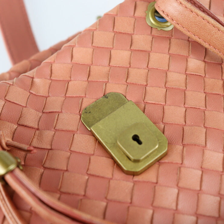BOTTEGAVENETA ボッテガヴェネタ イントレチャート ハンドバッグ 162112 レザー サーモンピンク系 ゴールド金具 トートバッグ ミニバッグ