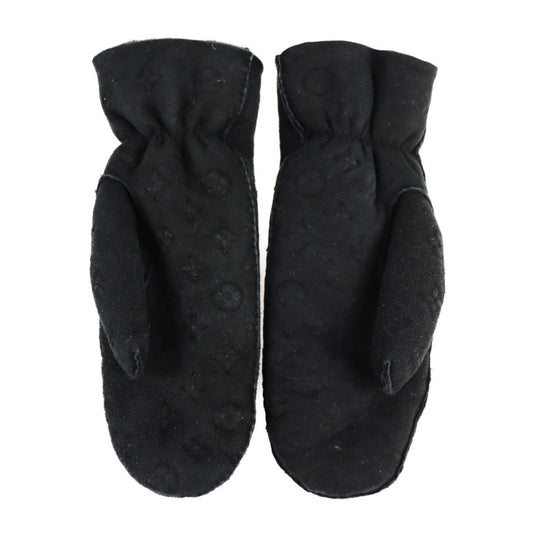 LOUIS VUITTON ルイ ヴィトン マフ シャーリングラム モノグラム 手袋 M76454 ムートン ブラック ミトン グローブ ビトン