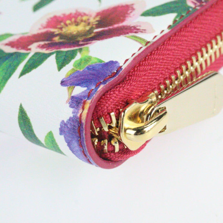 超美品 Salvatore Ferragamo サルヴァトーレ フェラガモ 財布 長財布 22 D178 カーフレザー STBOUQUET WHITE MULTI ホワイト系マルチカラー フラワープリント ラウンドファスナー ジップアラウンド マルチカラー