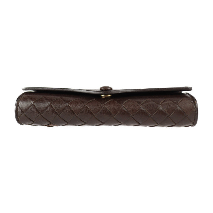 BOTTEGAVENETA ボッテガヴェネタ イントレチャート キーケース 120740 レザー ダークブラウン ゴールド金具 三つ折り 5連 キーリング