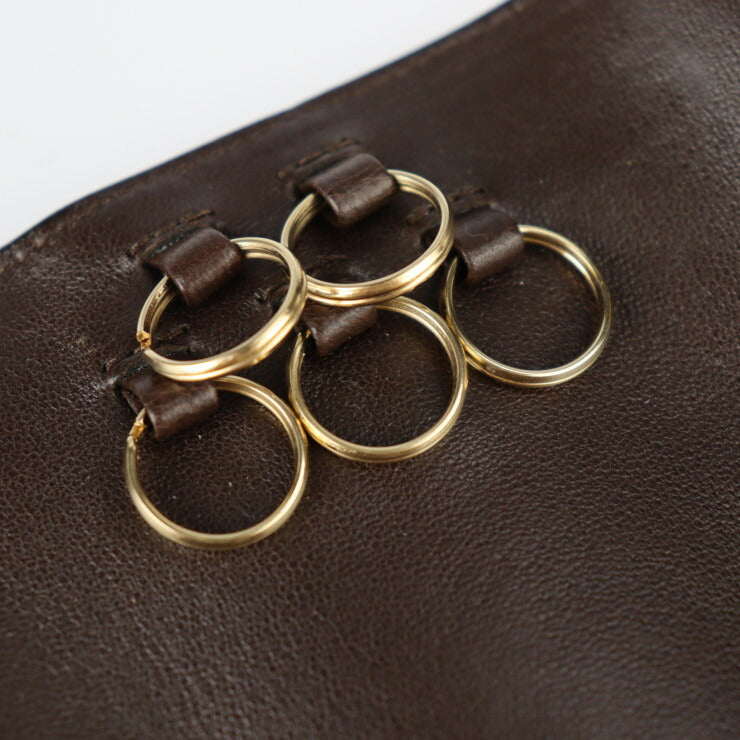 BOTTEGAVENETA ボッテガヴェネタ イントレチャート キーケース 120740 レザー ダークブラウン ゴールド金具 三つ折り 5連 キーリング