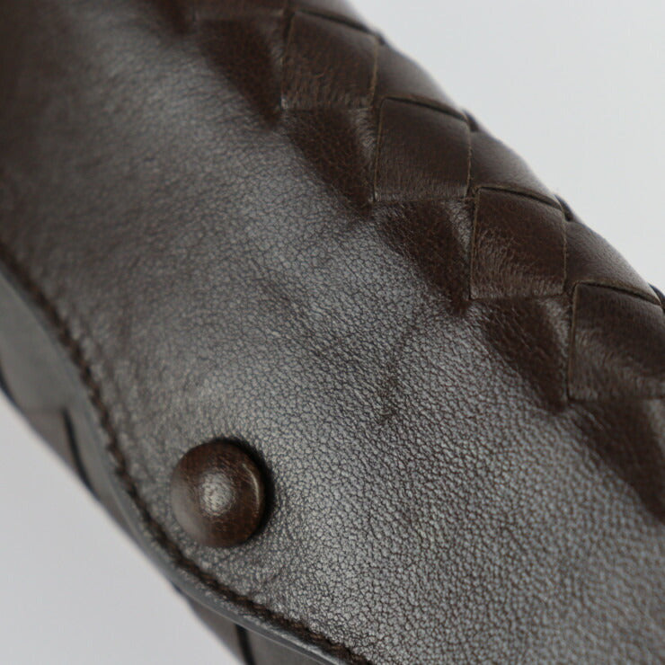 BOTTEGAVENETA ボッテガヴェネタ イントレチャート キーケース 120740 レザー ダークブラウン ゴールド金具 三つ折り 5連 キーリング