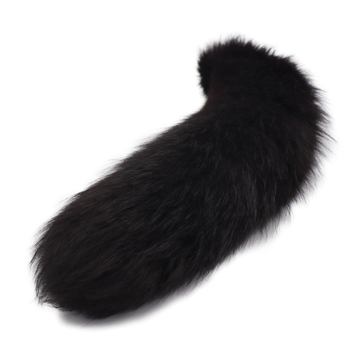 Beautiful CELINE FOX TAIL keychain - fox fur, black, silver hardware, key ring, bag charm