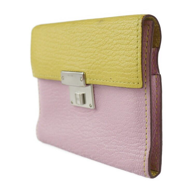 HERMES Click Mini Card Case - Chevre Mauve Sylvestre Jaune Naples Business Card Holder Flap D Engraved