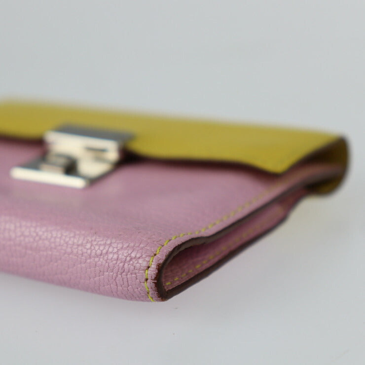 HERMES Click Mini Card Case - Chevre Mauve Sylvestre Jaune Naples Business Card Holder Flap D Engraved