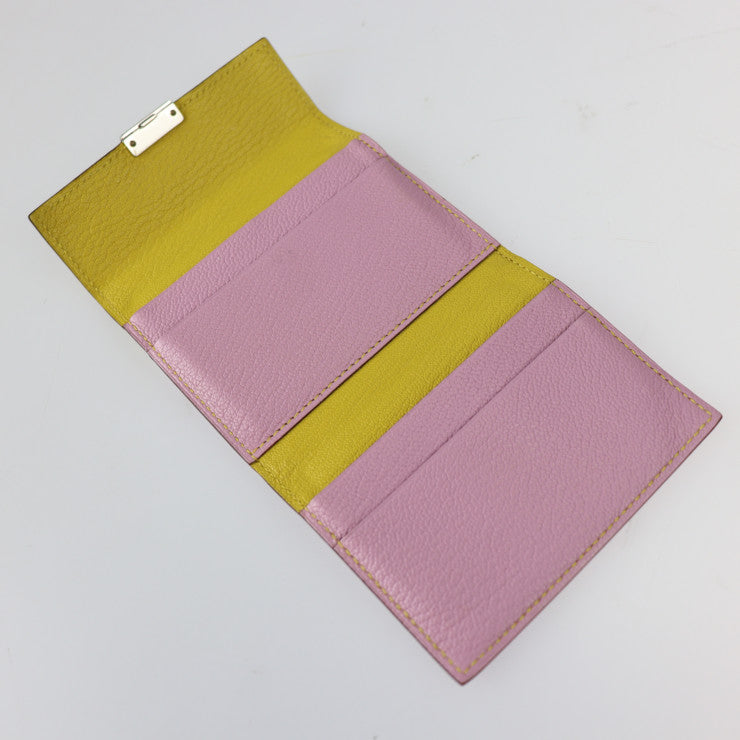 HERMES Click Mini Card Case - Chevre Mauve Sylvestre Jaune Naples Business Card Holder Flap D Engraved