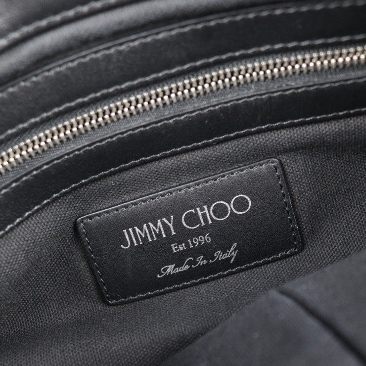 美品 JIMMY CHOO ジミーチュウ デレク DEREK セカンドバッグ DEREK EMG レザー ブラック スタースタッズ エンボス