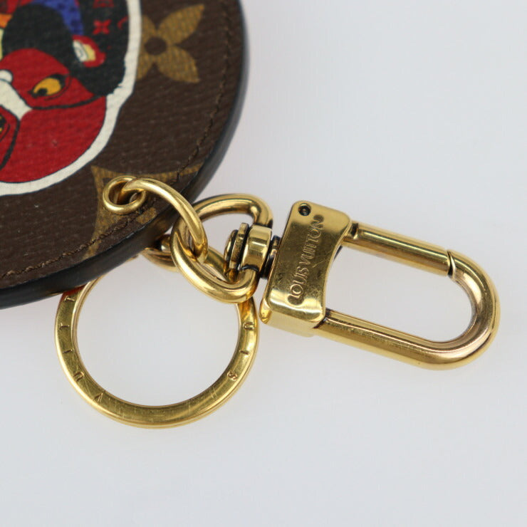 美品 LOUIS VUITTON ルイ ヴィトン ポルトクレ イリュストレ モノグラム キーホルダー MP1949 PVC レザー ブラウン レッド ゴールド金具 山本寛斎 歌舞伎 キーリング バッグチャーム ビトン