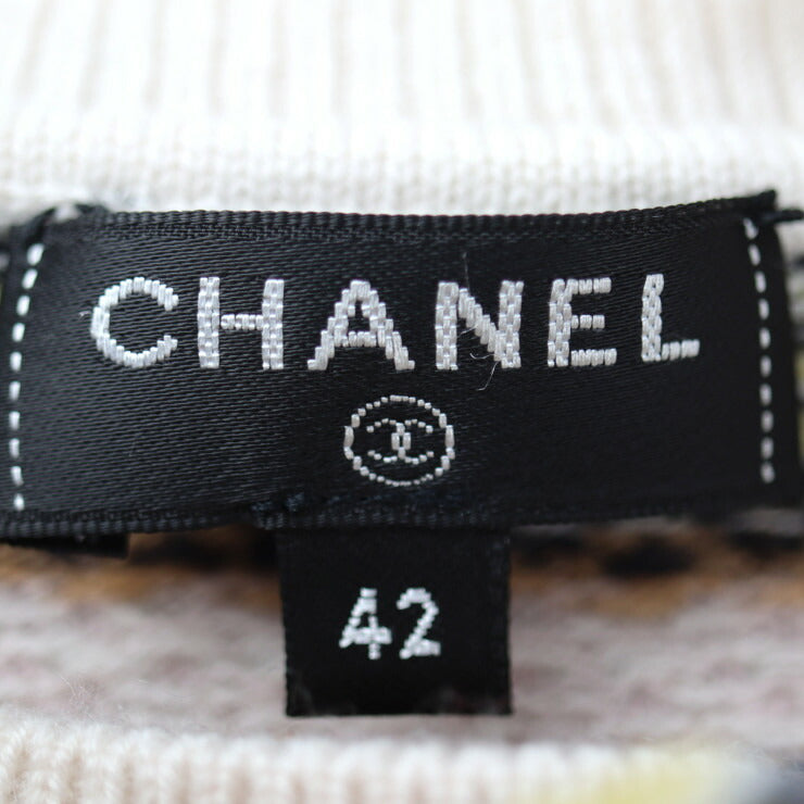 超美品 CHANEL シャネル アパレル ワンピース P54486K07123 表記サイズ 42 カシミヤ100% ベージュ系 マルチカラー ニットワンピース ひざ丈
