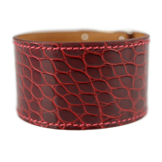 超美品 HERMES エルメス ケリー ドッグ ブレスレット - アリゲーター レッド系 シルバー金具 X刻印 エキゾチックレザー クロコ ワニ
