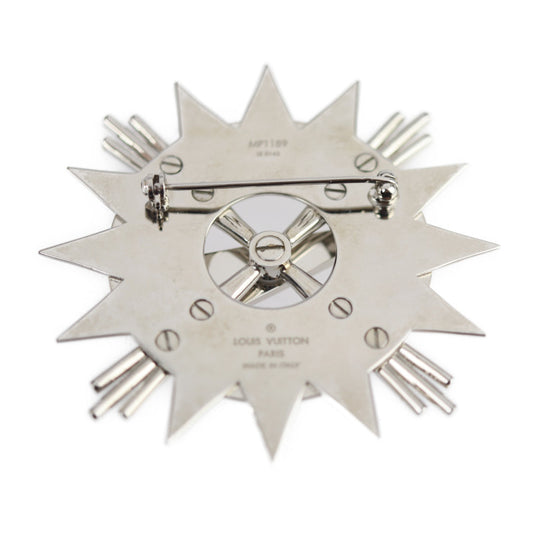 美品 LOUIS VUITTON ルイ ヴィトン アクセサリー ブローチ MP1189 メタル シルバー コンパス ビトン