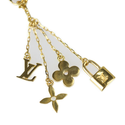 LOUIS VUITTON ルイ ヴィトン ソトワール ヴェールアンクルージョン ネックレス M65544 メタル ゴールド パープル系 パドロック モノグラムフラワー ビトン