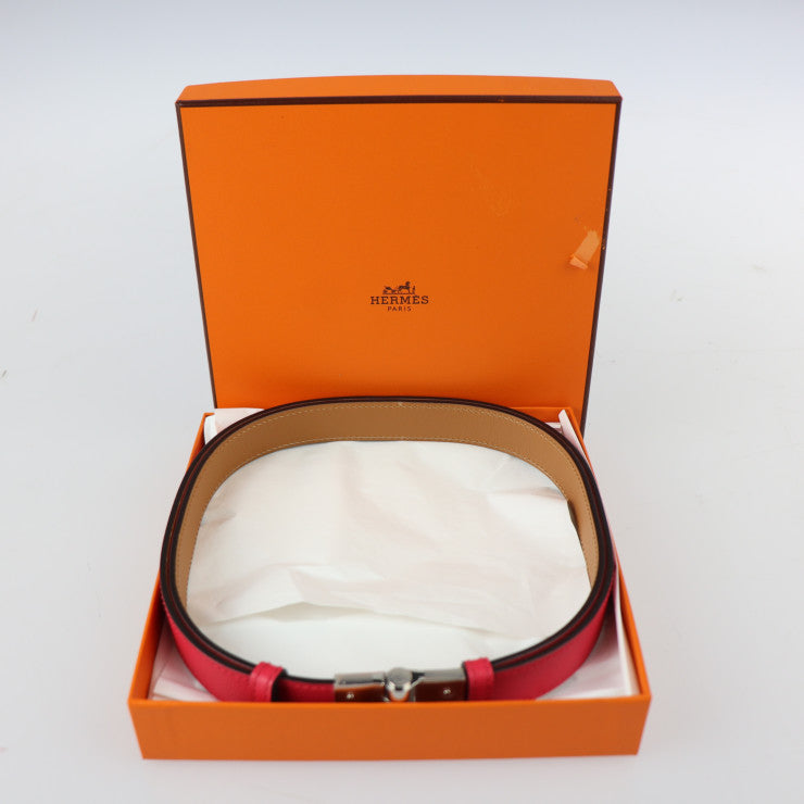 新古未使用展示品 HERMES エルメス CEINTURE FEMME CHARNIERE 22 セリエ ベルト 074487CKI6 ヴォーエプソン レザー ROSE ピンク系 ブラウン系 シルバー金具 ヒンジベルト A刻印