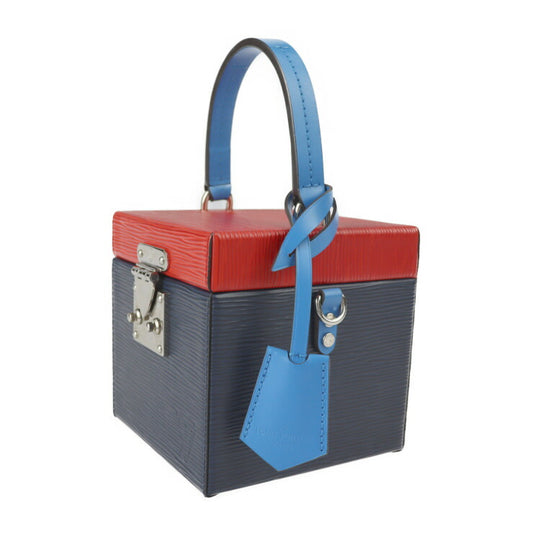 美品 LOUIS VUITTON ルイ ヴィトン ブリーカーボックス エピ ハンドバッグ M52466 エピレザー ネイビー ブルー レッド シルバー金具 2WAY ショルダーバッグ 化粧箱 小物入れ マルチケース ビトン