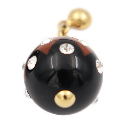 美品 LOUIS VUITTON ルイ ヴィトン ブックルドレイユ マグネティック ピアス M66397 レジン ラインストーン ブラック カーキ系 煉瓦色系 ゴールド金具 丸型 ビトン