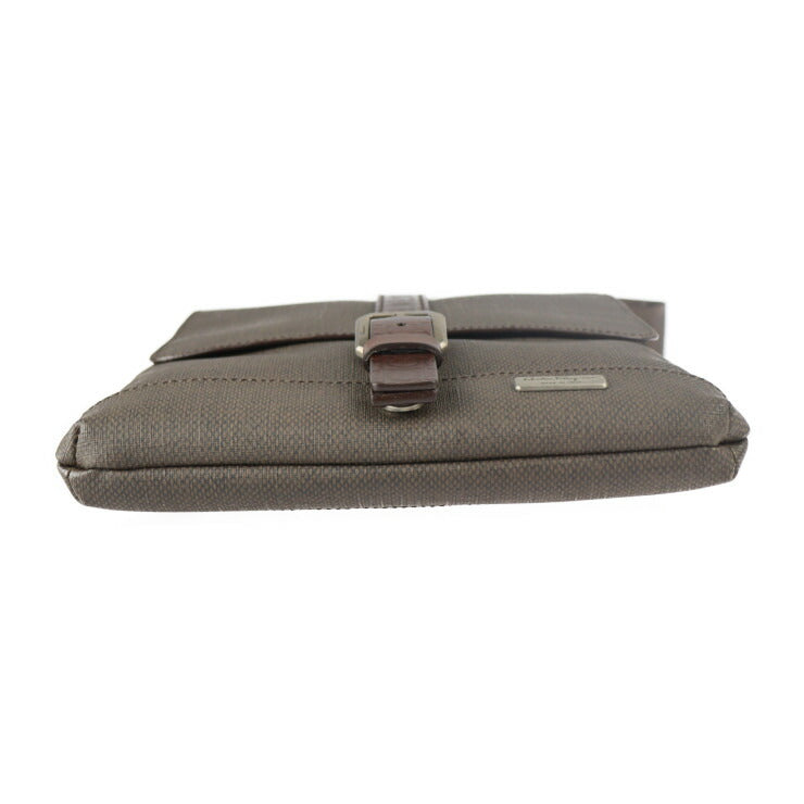 超美品 Salvatore Ferragamo サルヴァトーレ フェラガモ ガンチーニ ショルダーバッグ 24 9335 PVC レザー ブラウン系 シルバー金具 クロスボディバッグ