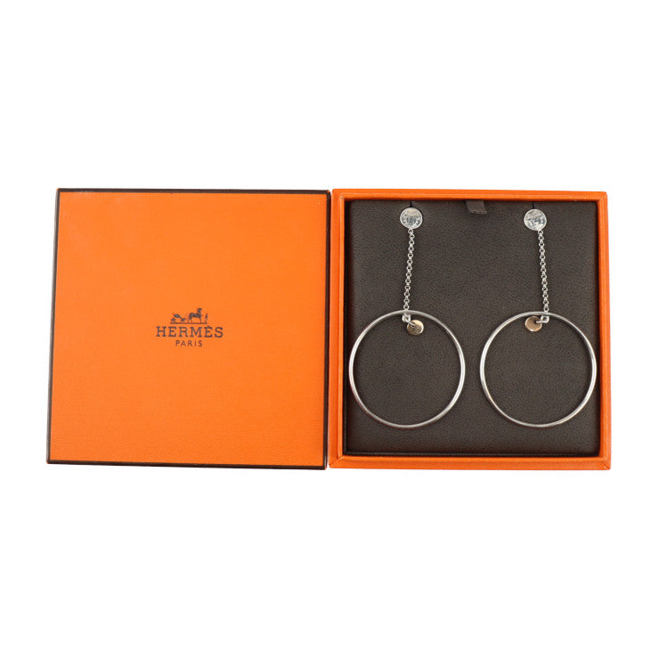 美品 HERMES エルメス フープ ピアス エクスリブリス ピアス - シルバー925 K18ピンクゴールド シルバー ピンクゴールド Ag925×Au750 SV925 K18PG