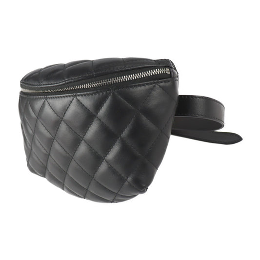 美品 CHANEL シャネル ベルトバッグ ユニフォーム マトラッセ ボディバッグ - ラムスキン ブラック シルバー金具 ウエストバッグ