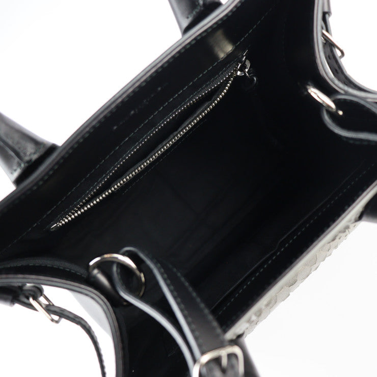 BALENCIAGA バレンシアガ パドロック オール アフタヌーン ハンドバッグ 319491 レザー パイソン ブラック グレー 2WAY ショルダーバッグ トートバッグ