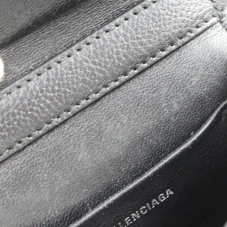 BALENCIAGA バレンシアガ ゴースト フォンホルダー ショルダーバッグ 618868 レザー ブラック シルバー金具 スマートフォンケース ポシェット