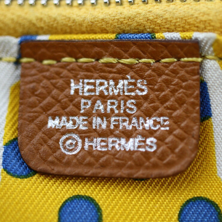 超美品 HERMES エルメス アザップロング シルクイン 長財布 - ヴォーエプソン ゴールド ブラウン系 シルバー金具 ラウンドファスナー C刻印