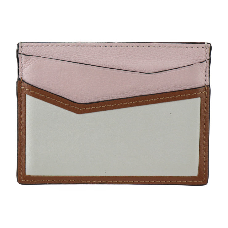 美品 LOEWE ロエベ PLAIN CARDHOLD プレーン カードホルダー PUZZLE パズル カードケース - レザー ピンク ホワイト系 ブラウン 名刺入れ パスケース アナグラム
