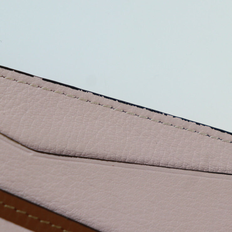 美品 LOEWE ロエベ PLAIN CARDHOLD プレーン カードホルダー PUZZLE パズル カードケース - レザー ピンク ホワイト系 ブラウン 名刺入れ パスケース アナグラム