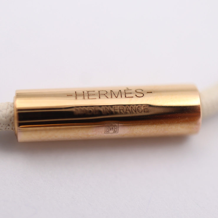 超美品 HERMES エルメス シェーヌ ダンクル PM ネックレス - スイフト NATA クリーム系 ブラウン系 ピンクゴールド金具 ペンダント 馬蹄刻印 スタッズ U刻印