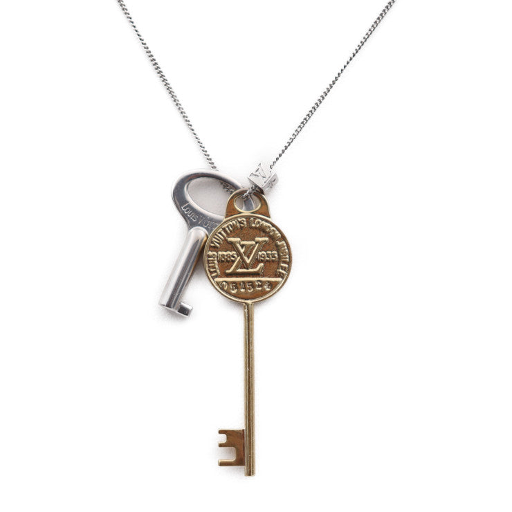 LOUIS VUITTON ルイ ヴィトン ブローシュ パンダンティフ クレ ネックレス MP2842 メタル ゴールド シルバー 鍵モチーフ ペンダント ビトン