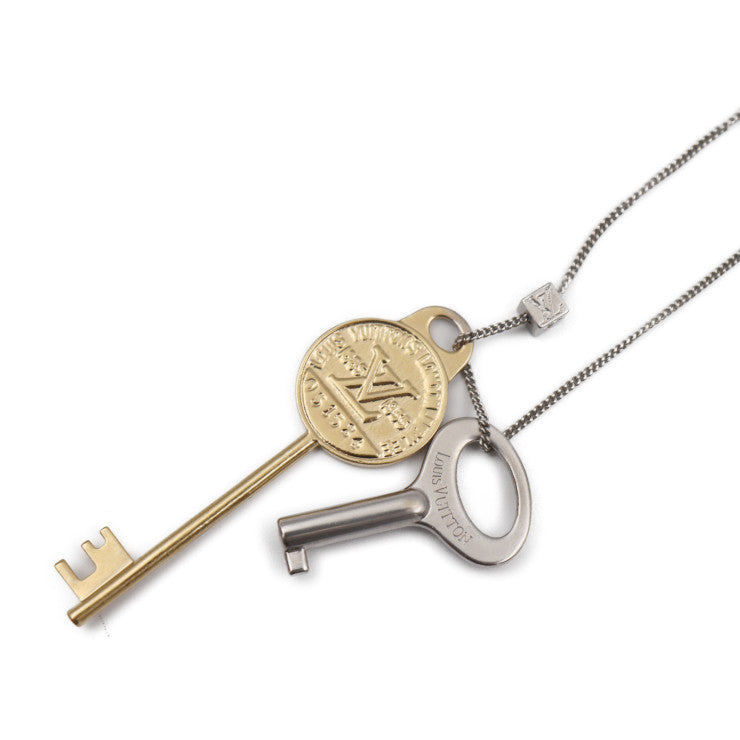 LOUIS VUITTON ルイ ヴィトン ブローシュ パンダンティフ クレ ネックレス MP2842 メタル ゴールド シルバー 鍵モチーフ ペンダント ビトン
