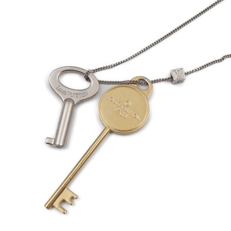 LOUIS VUITTON ルイ ヴィトン ブローシュ パンダンティフ クレ ネックレス MP2842 メタル ゴールド シルバー 鍵モチーフ ペンダント ビトン