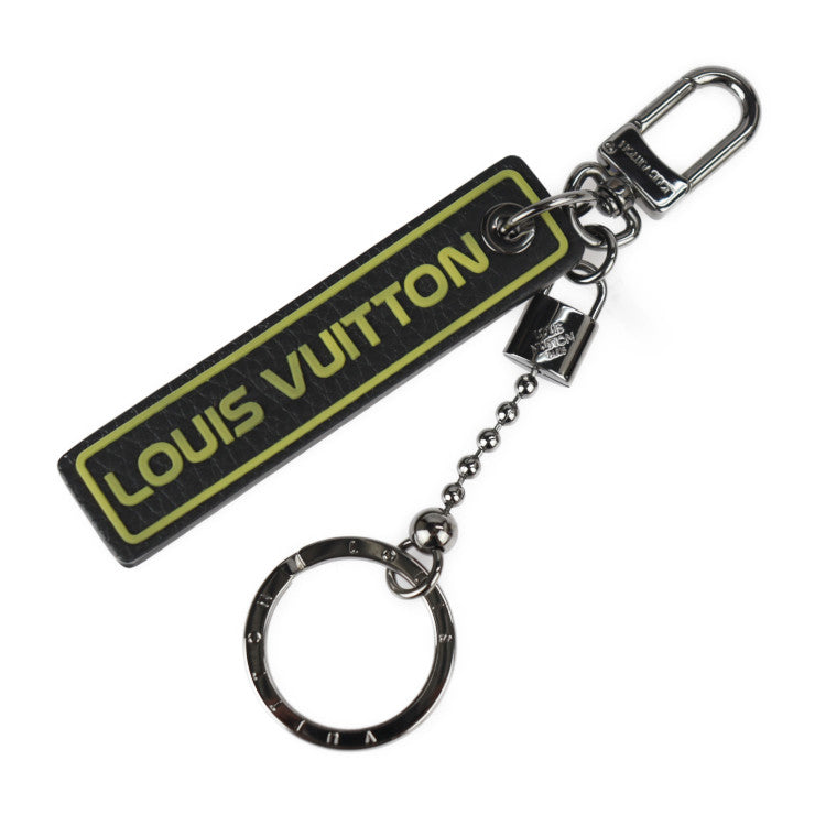 美品 LOUIS VUITTON ルイ ヴィトン ポルトクレ タブ キーホルダー MP2211 トリヨンレザー ブラック イエロー シルバー金具 キーリング ビトン