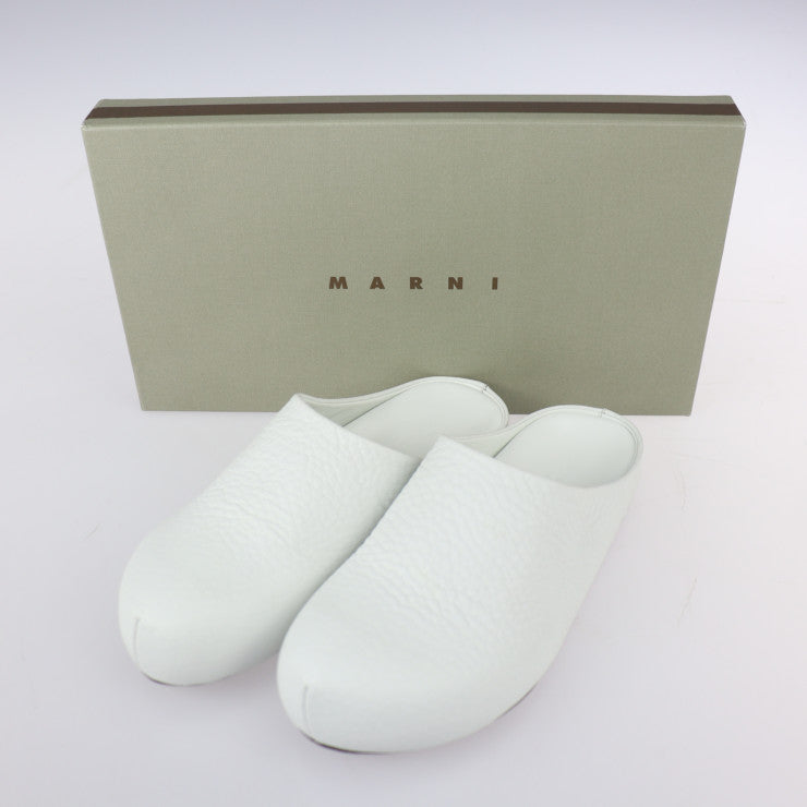 新品未使用展示品 MARNI マルニ フスベット サボ サンダル SBMS006101 表記サイズ 36 レザー ラバーソール ホワイト クロッグ 参考サイズ約23cm