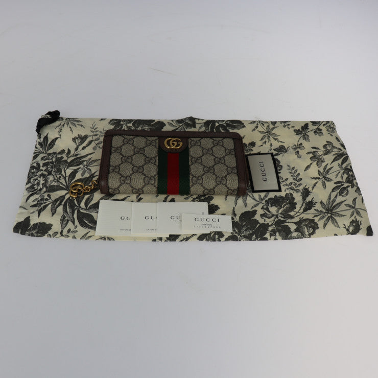 新古未使用展示品 GUCCI グッチ オフィディア GGスプリーム シェリーライン 長財布 604149 PVC レザー ベージュ エボニー レッド グリーン ゴールド金具 ラウンドファスナー GG ジップアラウンドウォレット DIYコレクション