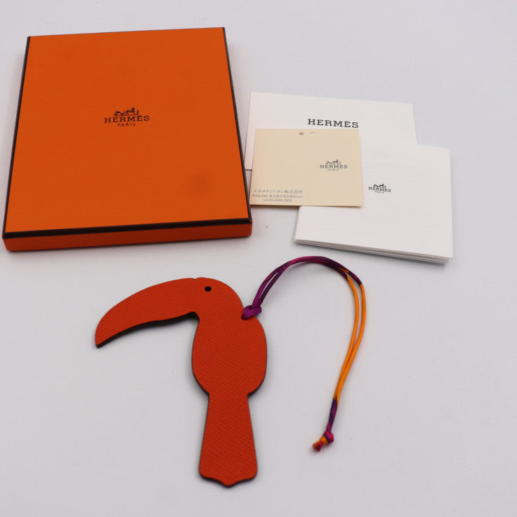 新品未使用展示品 HERMES エルメス プティアッシュ その他小物 ヴォーエプソン トゴ オレンジ系 ネイビー系 オオハシ バッグチャーム