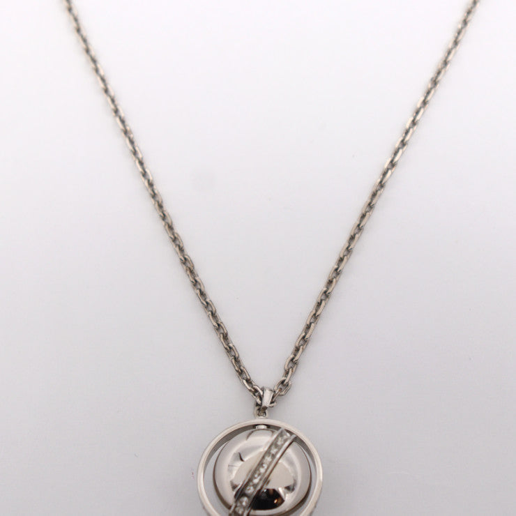 美品 LOUIS VUITTON ルイ ヴィトン ペンダント LVグローブ ネックレス M00327 メタル シルバー ラインストーン