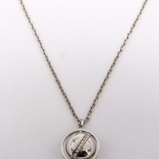 美品 LOUIS VUITTON ルイ ヴィトン ペンダント LVグローブ ネックレス M00327 メタル シルバー ラインストーン