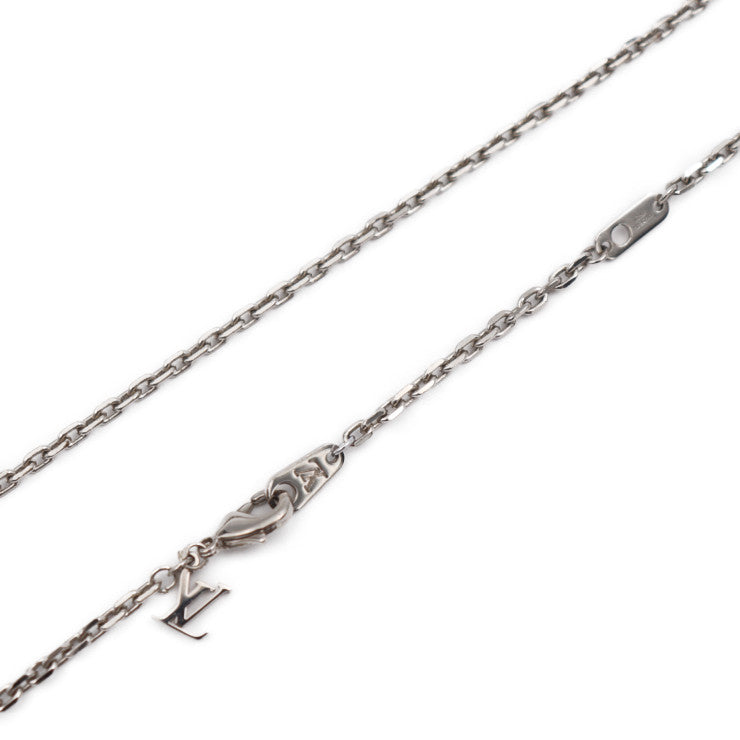 美品 LOUIS VUITTON ルイ ヴィトン ペンダント LVグローブ ネックレス M00327 メタル シルバー ラインストーン