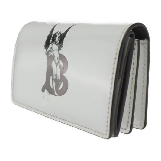 超美品 BURBERRY バーバリー チェーンウォレット コインケース カードケース - レザー ホワイト ブラック ゴールド金具 名刺入れ 小銭入れ エンジェル 天使