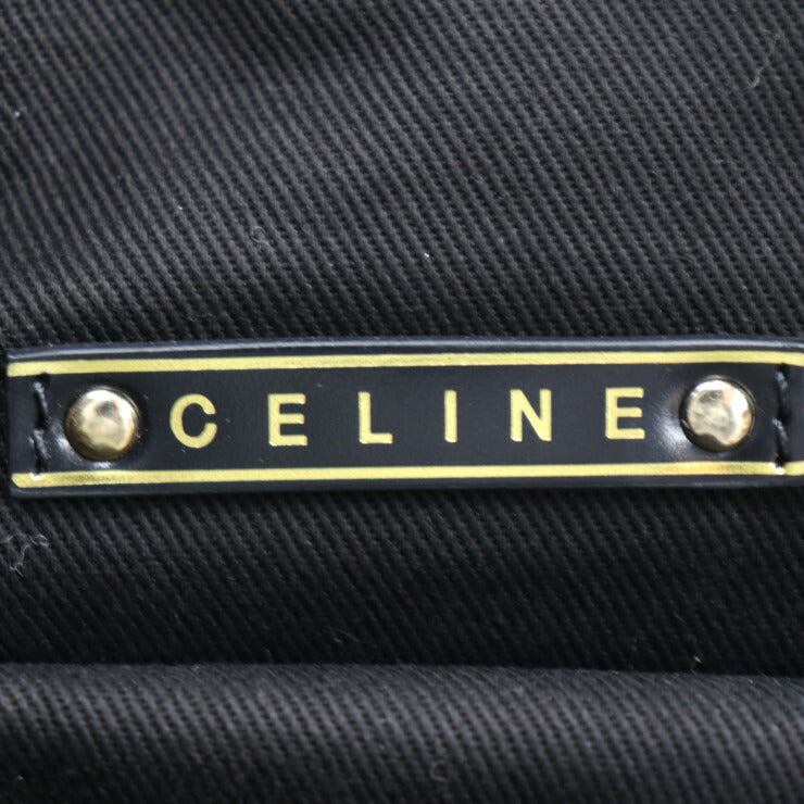 美品 CELINE セリーヌ ビタースウィート Cサルキー ハンドバッグ - キャンバス クロコ型押しレザー ブロンズ ブラック ゴールド金具 トートバッグ ショルダーバッグ ショッピングバッグ