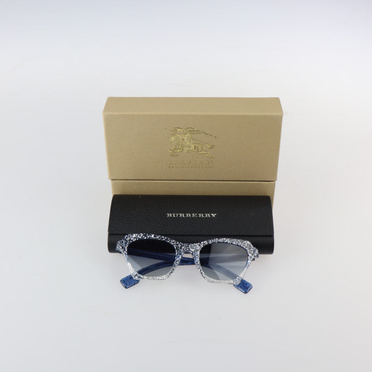 超美品 BURBERRY バーバリー サングラス サングラス BE4283F 3772/4L 表記サイズ 49□21 140 プラスチック ラメ入りブルー バタフライ キャットアイ