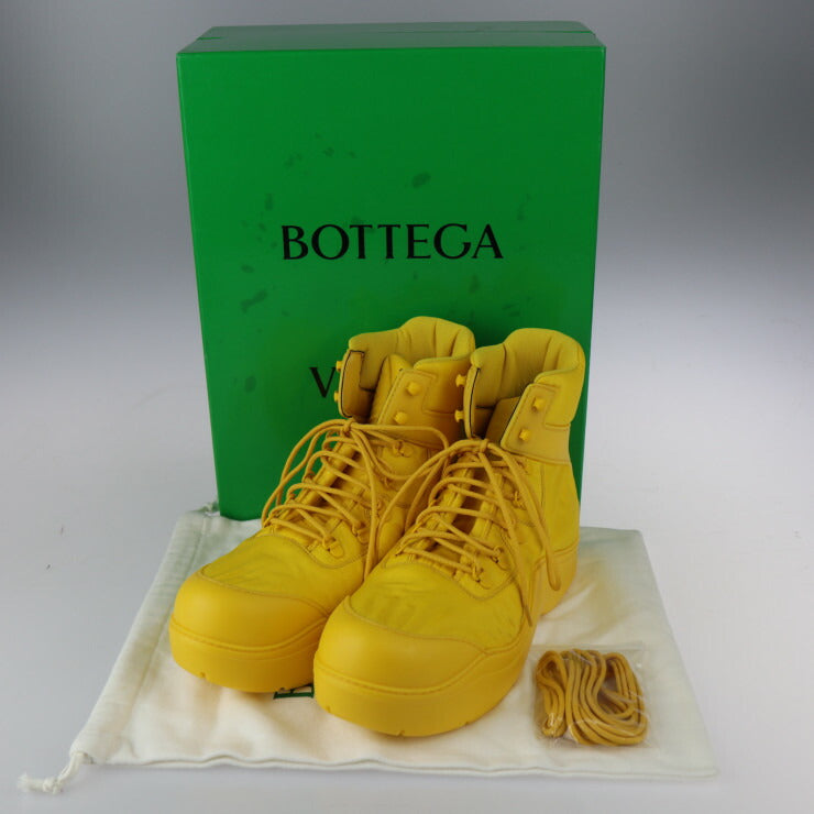 新品未使用展示品 BOTTEGAVENETA ボッテガヴェネタ PUDDLE BOMBER パドルボンバー スニーカー 667064 表記サイズ 44 ファブリック ラバー イエロー レースアップ ハイカット 参考サイズ約29cm