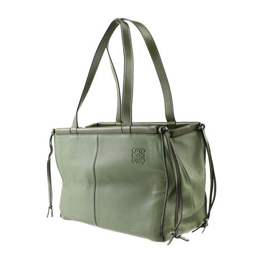 美品 LOEWE ロエベ クッショントート スモール トートバッグ 309 12AA93 カーフレザー オリーブグリーン系 ショルダーバッグ